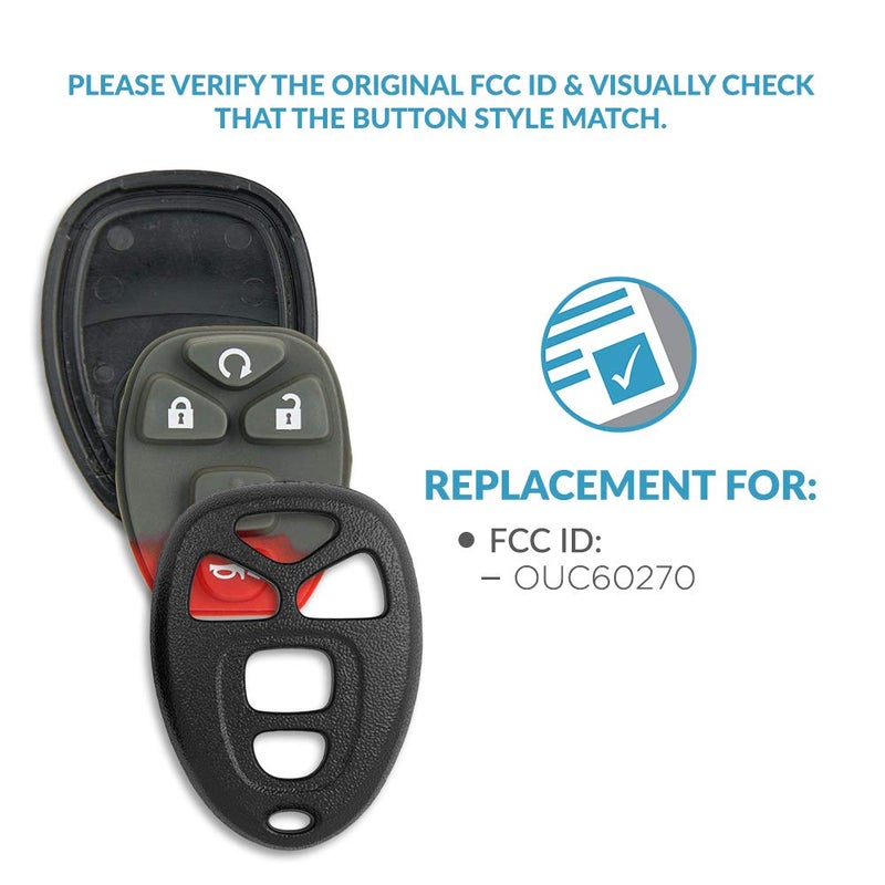 Keyless2Go Replacement for New Shell Case and 5 Button Pad for Remote Key Fob with FCC OUC60270 - Shell ONLY (2 Pack) - Image 4